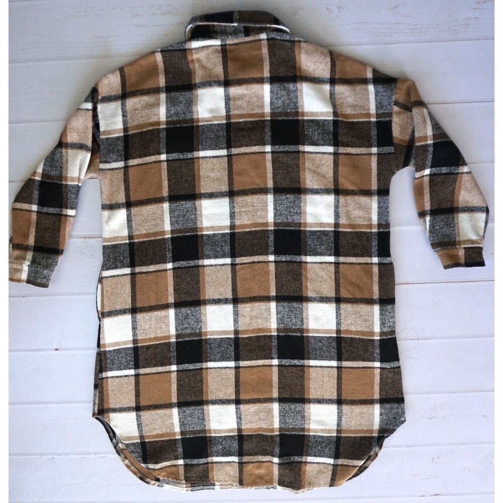 Women’s Long Sleeve Plaid Shirt Jacket - Size L - Picture 5 of 6